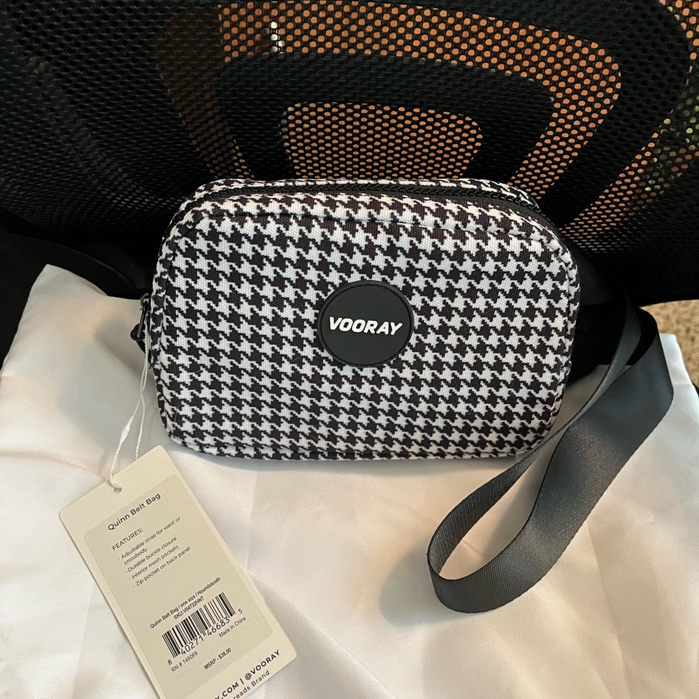 Vooray Black and White Houndstooth Cosmetic Bag